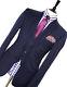Luxury Mens Ted Baker London Textured Navy Slim Fit 3 Piece Suit 38r W32 X L32