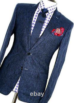 Luxury Mens Versace Collection Denim Look Linen Slim Fit Suit 38r W32 X L32