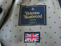 Luxury Mens Vivienne Westwood Waistcoat Combo Attached Navy Suit Jacket 42r