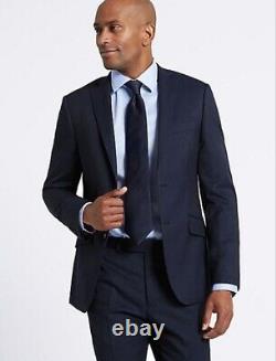 M&S COLLECTION LUXURY Navy Striped Slim Fit Wool Suit PRP £199