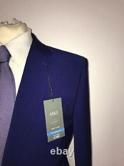 M&S -Mens Tailored Fit BLUE WOOL SUIT 42 Short W36 L29 BNWT £160 -STUNNING