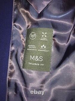 M&S -Mens Tailored Fit BLUE WOOL SUIT 42 Short W36 L29 BNWT £160 -STUNNING