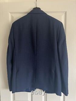 M&s 3 piece super slim fit navy blue suit Jacket Waistcoat Trousers Small Mens