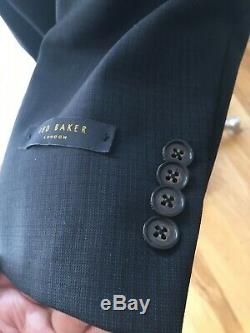 MEN'S TED BAKER 2pc SUIT CHARCOAL GREY CHECK SLIM FIT 38R NWT