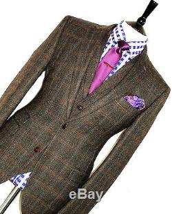 Mens Next Traditional Fine Tweed Shooting 3 Piece Slim Fit Suit 42r W36 X L32