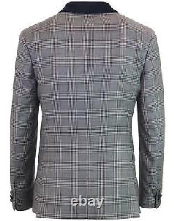 Madcap England 1960's Mod Suit Grey Check Velvet Collar Slim Fit 42R W38 L31