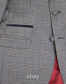 Madcap England 1960's Mod Suit Grey Check Velvet Collar Slim Fit 42R W38 L31