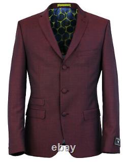 Madcap Mod Suit Mohair Tonic Burgundy Slim Fit 36R W30 L32