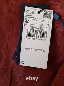 Mango Slim fit linen suit blazer size UK36 EUR 46 R48