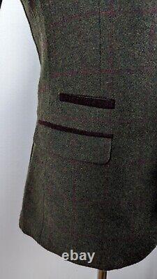Marc Darcy London Mitchell 2 Piece Suit Slim Fit Tweed Green Check Size 40 W36