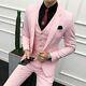 Men 3 Piece Suit Tuxedo Pink Suit Wedding Evening Party Wear Slim Fit Coat Pants
