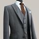 Men 3 Piece Suit Vintage Wedding Grey Check Formal Slim Fit 38R W32 L31