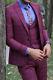 Men 3pc Vested Suit Turkey WESSI by J. VALINTIN Slim Fit 108-80 Plaid Red Blue
