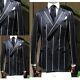 Men Black Wide Striped Suits Groom Tuxedos Pinstripe Fit Slim Coat Suit Outwear