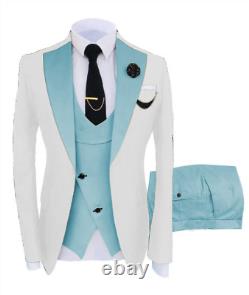 Men Coat Business Formal Slim Fit Suit Costume Set Party Vest Pants Wedding 3pcs