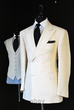 Men Ivory(Cream) Slim Fit Suit Grooms DB Wedding Party Wear (Coat+Pant+Vest)