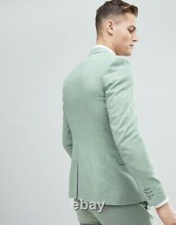 Men Mint Green 3 Piece Slim Fit Suit Groom Tuxedos Wedding Dinner Formal Suit