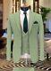 Men Sage Green 3 Piece Slim Fit Formal Suit Wedding Party Suit Bespoke For Men