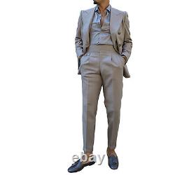 Men Suit Regular Slim Fit Groom Wedding Formal Peak Lapel Double Breasted Custom