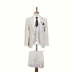 Men Suit Regular Slim Fit Groom Wedding Formal Peak Lapel Single Breasted Custom