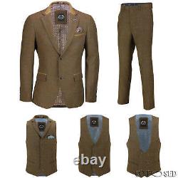Men Tweed Check 3 Piece Suit Blazer Trouser Waistcoat Sold as Tailored Separates