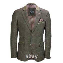 Men Tweed Check 3 Piece Suit Blazer Trouser Waistcoat Sold as Tailored Separates