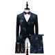 Men's 3 Piece Slim Fit Suit Set Tuxedo Button Floral Jacket Vest Business Pants