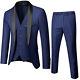 Men's 3 Piece Slim Fit Suit Set Tuxedo Button Solid Jacket Vest Business Pants