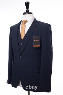 Men's Ben Sherman Blue 3 Piece Suit Camden Super Slim Fit 38R W32 L31