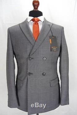 Men's Ben Sherman Slim Fit Mod Suit Grey Double Breasted Size 38 40 42 44 VB13