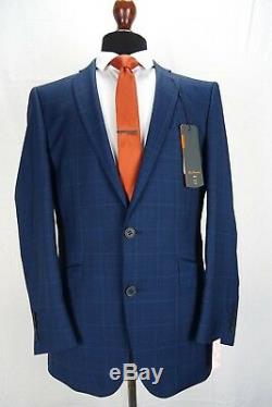 Men's Ben Sherman Slim Fit Suit'Kings' Navy Blue Check 38 40 42 44 46 VB15