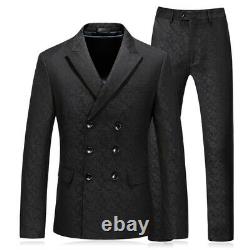 Men's Blazer Jacket Pants Vest 3PCS Suit Floral Formal Dress Wedding Slim Fit L