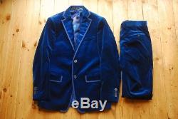 Men's Blue Velvet Tuxedo Dinner Suit Slim Fit by Etro 36 32x30
