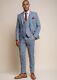 Men's Cavani Blue Tweed Smart Wedding 3 Piece Suit Slim Fit