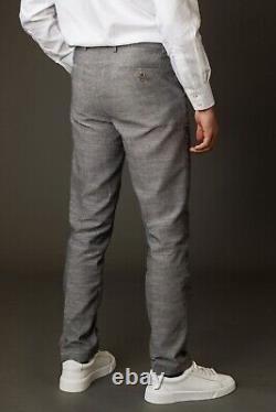 Men's Cotton Linen Summer Spring Suit Wedding Slim Fit in Grey Sale Was £ 285