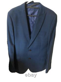 Men's French Connection Suit 42R Blue Slim Fit Jacket Trousers 36R Waistcoat 40R