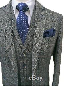 Men's Grey 3 Piece Check Tweed Suit Peaky Blinders in Short & Long Fit