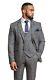 Men's Grey Tweed Windowpane Check Suit Slim Fit Mix & Match Sizes