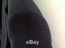 Men's HACKETT three piece suit, slim fit, fine wool, subtle navy check, size 36