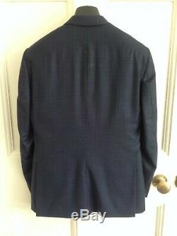 Men's HACKETT three piece suit, slim fit, fine wool, subtle navy check, size 36