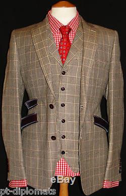 Men's Holland Esquire 3 Piece Powc Designer Slim Fit Suit Uk 40 W34 Xl32