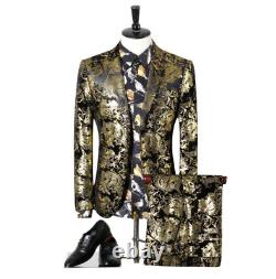 Men's Jacket Business Slim Suit Party Coat & Pants Wedding Blazer 2pcs / Set