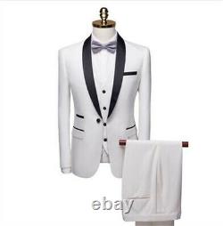 Men's Jacket Business Slim Suit Party Coat & Pants Wedding Blazer 3pcs / Set