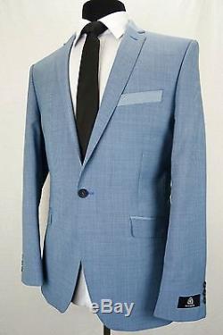 Men's Light Blue Summer Cruise Wedding Slim Fit Suit 38R W32 L31.5 EZ408
