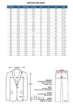 Men's Luxurious 3pc Slim Fit Wool Feel Suit Set Color Navy Size 38R56L