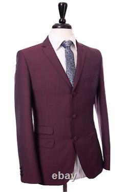 Men's Madcap Burgundy Tonic Mod Suit 3 button Slim Fit 38R W32 L31