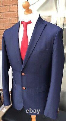 Men's Marc Darcy Belmont 3 Piece Suit Uk 40r W34 X L31 (slim Fitting) Blue