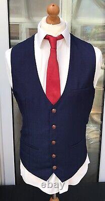 Men's Marc Darcy Belmont 3 Piece Suit Uk 40r W34 X L31 (slim Fitting) Blue