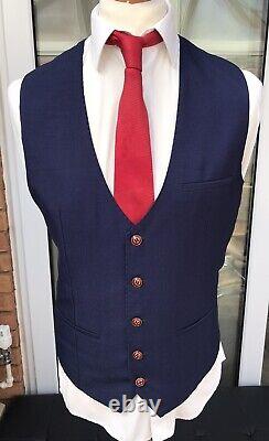 Men's Marc Darcy Belmont 3 Piece Suit Uk 40r W34 X L31 (slim Fitting) Blue