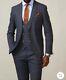 Men's Marc Darcy Jenson Blue Check 3 Piece Suit Slim Fit 36r jkt 30r trous
